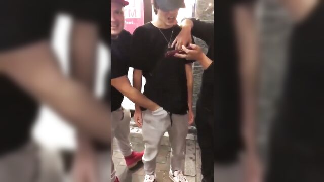 Asian Boy Jerking off He’s Friend in Public