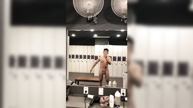 Hung Korean Guy with 8 Inches Dick at a Locker Room