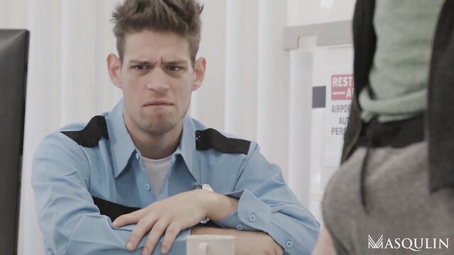 Airport Security Michael DelRay take Jack Hunter for a Private Examination