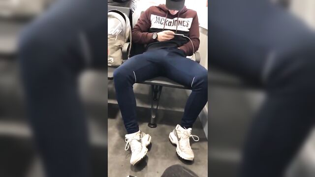 Chavvy Twink Rubs his Bulge in Train Station. Horny Chav Wanks in Public.