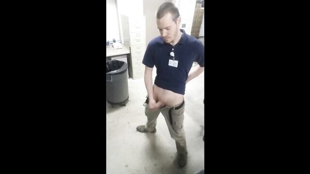 Hot and Hung Straight Guy Jerking off at Work and Cumming on Floor