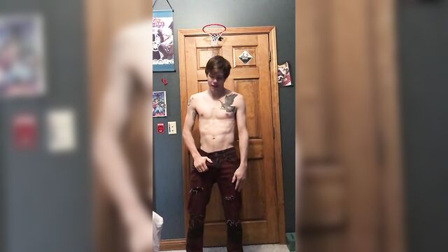 Fit Guy Strips and Shows off Big Dick