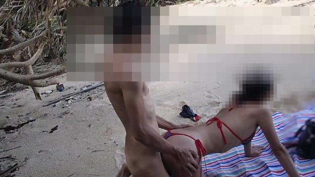 Japanese amateur couple Brazilian bikini beach sex