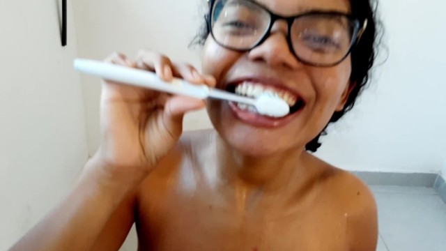 Keeping Oral Hygiene With Toothbrush Full Of Cum and spit and piss