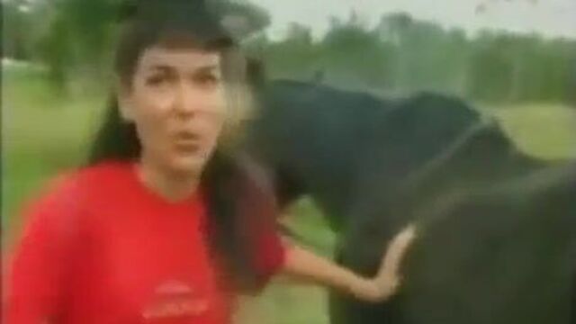 the horse shited on girl's head
