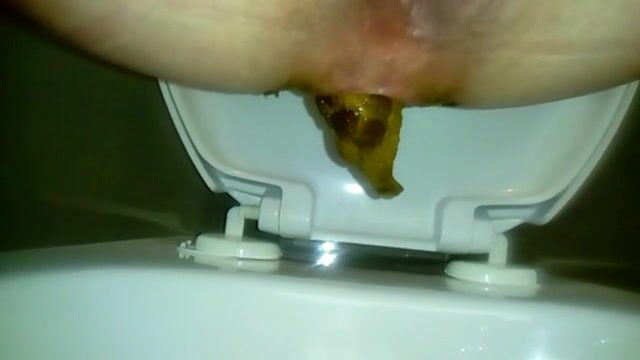 Close up Long Fat Shit in Toilet